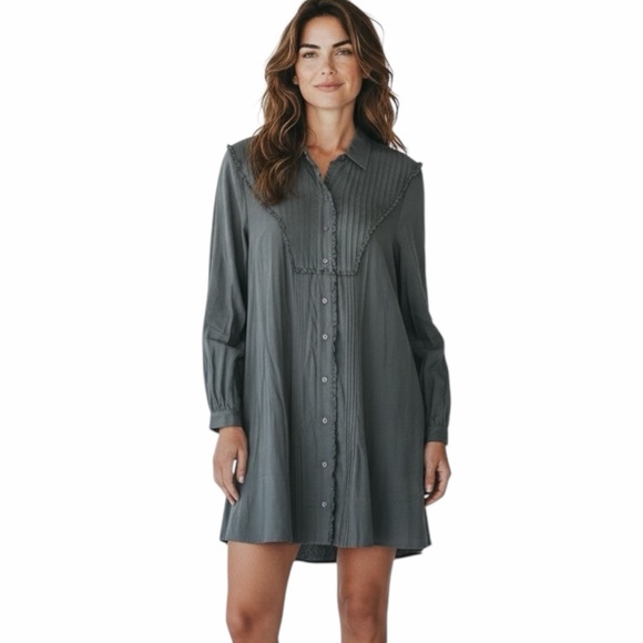 Free People Dresses & Skirts - NWT Free People Women’s Charcoal Gray Long Sleeve Dress, Oversized Boho, Large